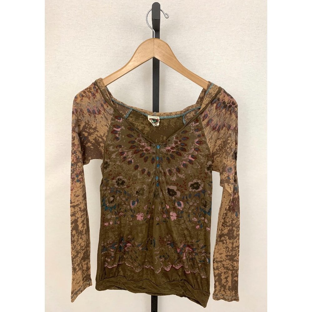 Free People Hooded Long Sleeve Top